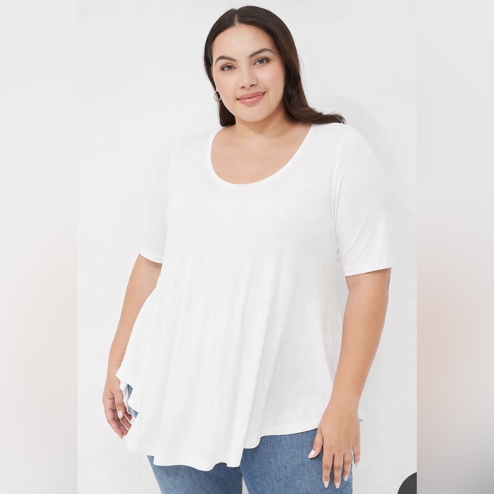 Lane Bryant White Short Sleeve Top